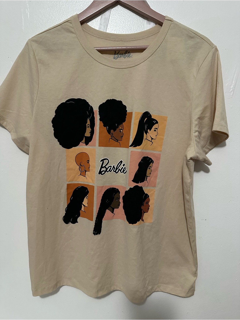 Barbie Cream Graphic Tee with Silver Logo